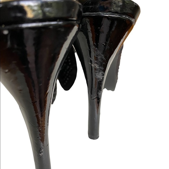 Lulu Townsend Black Upper Leather Black Rhinestone Covered Heels Pumps Size 8.5 - Picture 10 of 14